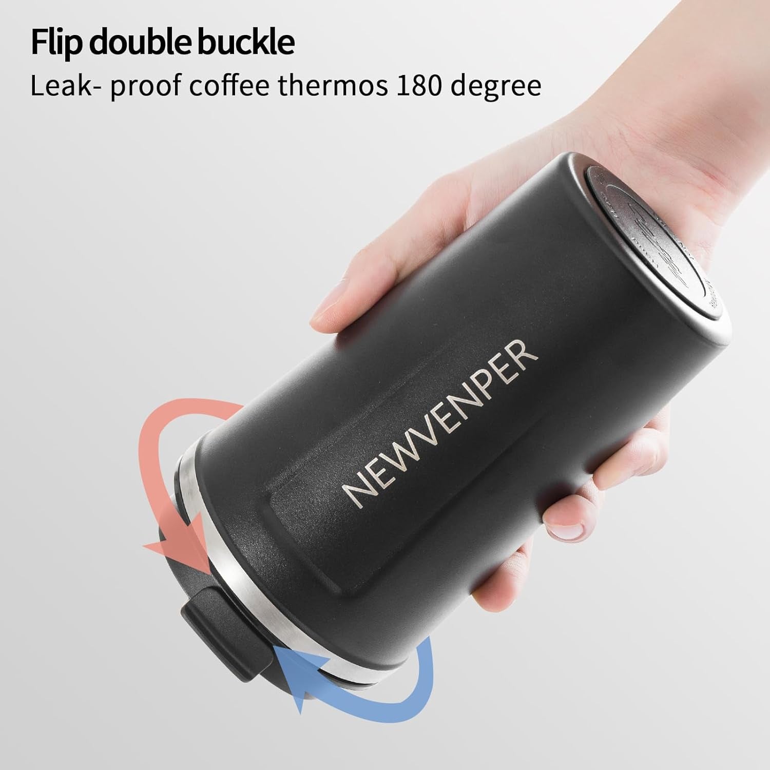 Stainless Steel Vacuum Insulated Travel Coffee Mug, Led Temperature Display Insulated Tumbler, Leak Proof with Lid Keeps Cold and Warm, Suitable for Coffee, Tea and Beer (Black)