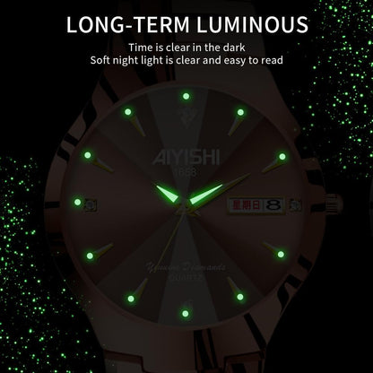 Watches for Men with Date Luxury Diamond Waterproof Mens Wristwatch Analog Dress Stainless Steel Man Watch Luminous Rose Gold