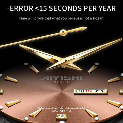Watches for Men with Date Luxury Diamond Waterproof Mens Wristwatch Analog Dress Stainless Steel Man Watch Luminous Rose Gold