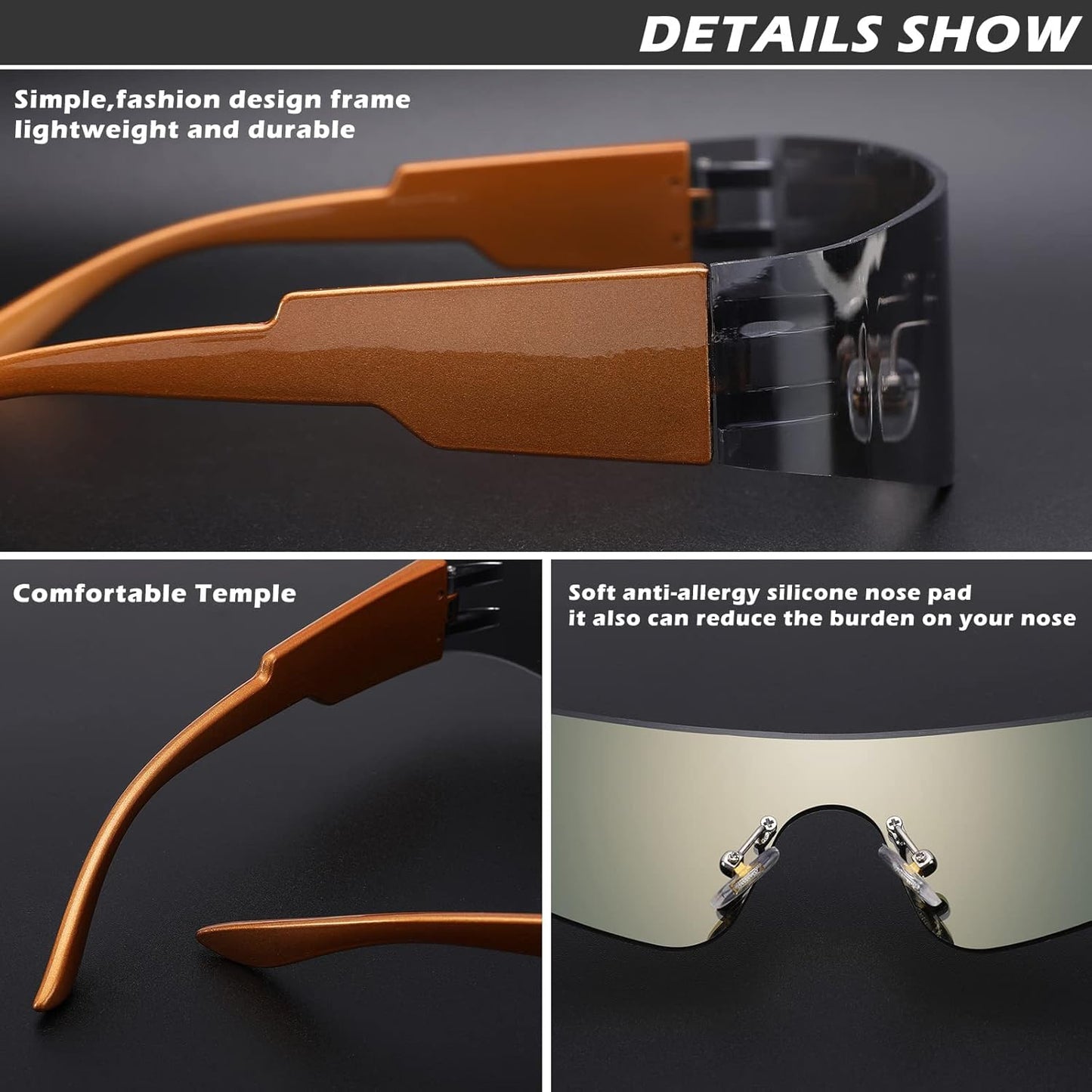 Rimless Futuristic Wrap around Sunglasses for Women Men One Piece Visor Glasses Y2K Cyber Punk Shades