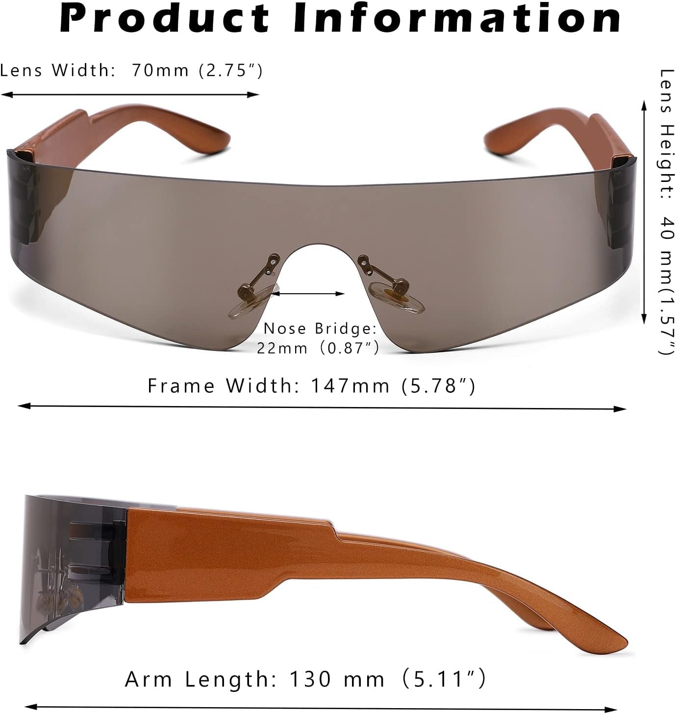 Rimless Futuristic Wrap around Sunglasses for Women Men One Piece Visor Glasses Y2K Cyber Punk Shades